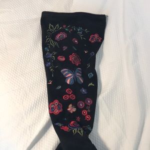 Black embroidered soft top boots